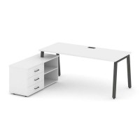 Style Project Direct SN-6A.SRG-023.M(L) (Белый/металл Антрацит) Стол письменный с греденцией левой