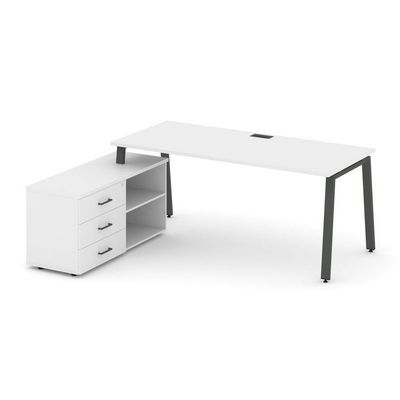 Style Project Direct SN-6A.SRG-025.M(L) (Белый/металл Антрацит) Стол письменный с греденцией левой