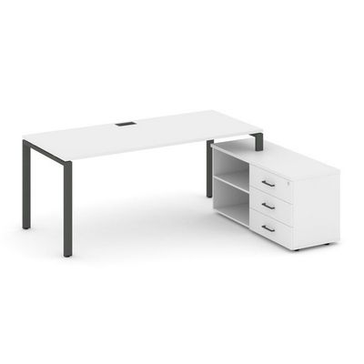 Style Project Direct SN-6P.SRG-025.M(R) (Белый/металл Антрацит) Стол письменный с греденцией правой
