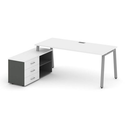 Style Project Direct SN-6A.SRG-026.M(L) (Белый/Антрацит/металл Серый) Стол письменный с греденцией левой