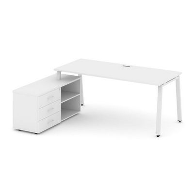 Style Project Direct SN-6A.SRG-023.M(L) (Белый/металл Белый) Стол письменный с греденцией левой