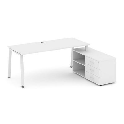 Style Project Direct SN-6A.SRG-023.M(R) (Белый/металл Белый) Стол письменный с греденцией правой