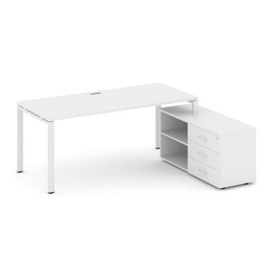 Style Project Direct SN-6P.SRG-023.M(R) (Белый/металл Белый) Стол письменный с греденцией правой