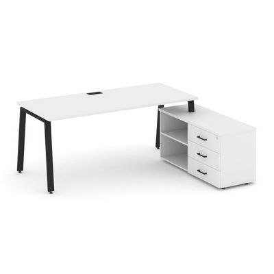 Style Project Direct SN-6A.SRG-013.M(R) (Белый/металл Черный) Стол письменный с греденцией правой