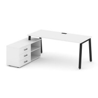 Style Project Direct SN-6A.SRG-016.M(L) (Белый/металл Черный) Стол письменный с греденцией левой