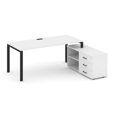 Style Project Direct SN-6P.SRG-014.M(R) (Белый/металл Черный) Стол письменный с греденцией правой