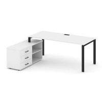 Style Project Direct SN-6P.SRG-023.M(L) (Белый/металл Черный) Стол письменный с греденцией левой