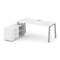 Style Project Direct SN-6A.SRG-013.M(L) (Белый/металл Серый) Стол письменный с греденцией левой