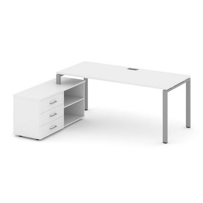 Style Project Direct SN-6P.SRG-015.M(L) (Белый/металл Серый) Стол письменный с греденцией левой