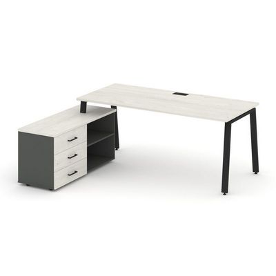 Style Project Direct SN-6A.SRG-015.M(L) (Дуб наварра/Антрацит/металл Черный) Стол письменный с греденцией левой