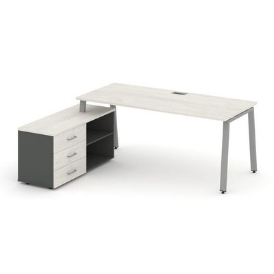 Style Project Direct SN-6A.SRG-014.M(L) (Дуб наварра/Антрацит/металл Серый) Стол письменный с греденцией левой