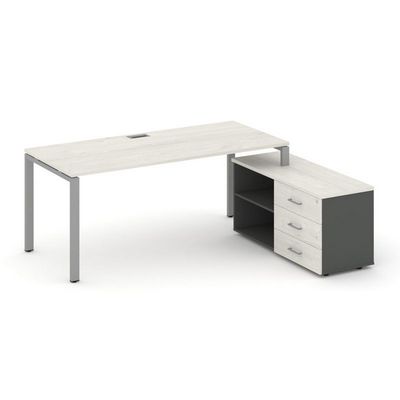 Style Project Direct SN-6P.SRG-014.M(R) (Дуб наварра/Антрацит/металл Серый) Стол письменный с греденцией правой