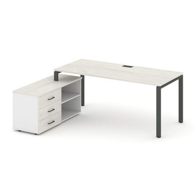 Style Project Direct SN-6P.SRG-016.M(L) (Дуб наварра/Белый/металл Антрацит) Стол письменный с греденцией левой