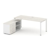 Style Project Direct SN-6P.SRG-013.M(L) (Дуб наварра/Белый/металл Белый) Стол письменный с греденцией левой