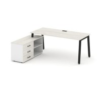 Стайл Проджект Директ SN-6A.SRG-013.M(L) (Дуб наварра/Белый/металл Черный) Стол письменный с греденцией левой