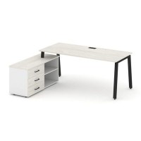 Style Project Direct SN-6A.SRG-013.M(L) (Дуб наварра/Белый/металл Черный) Стол письменный с греденцией левой