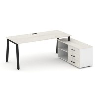 Style Project Direct SN-6A.SRG-014.M(R) (Дуб наварра/Белый/металл Черный) Стол письменный с греденцией правой