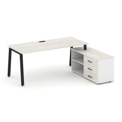 Style Project Direct SN-6A.SRG-014.M(R) (Дуб наварра/Белый/металл Черный) Стол письменный с греденцией правой