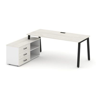 Style Project Direct SN-6A.SRG-026.M(L) (Дуб наварра/Белый/металл Черный) Стол письменный с греденцией левой