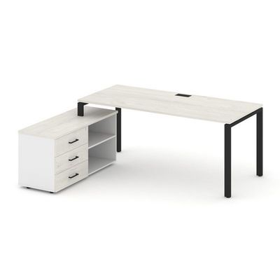 Style Project Direct SN-6P.SRG-013.M(L) (Дуб наварра/Белый/металл Черный) Стол письменный с греденцией левой