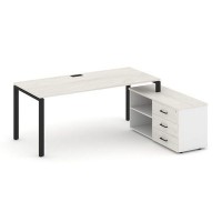 Style Project Direct SN-6P.SRG-013.M(R) (Дуб наварра/Белый/металл Черный) Стол письменный с греденцией правой