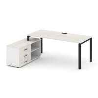 Style Project Direct SN-6P.SRG-015.M(L) (Дуб наварра/Белый/металл Черный) Стол письменный с греденцией левой