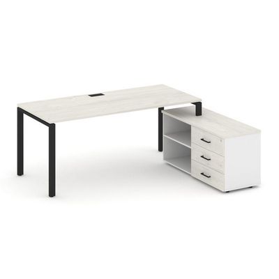 Style Project Direct SN-6P.SRG-016.M(R) (Дуб наварра/Белый/металл Черный) Стол письменный с греденцией правой