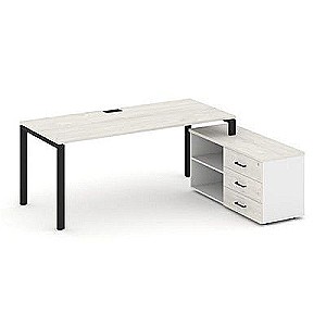 SN-6P.SRG-023.M(R) (Дуб наварра/Белый/металл Черный) Стол письменный с греденцией правой