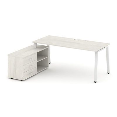 Style Project Direct SN-6A.SRG-015.M(L) (Дуб наварра/металл Белый) Стол письменный с греденцией левой