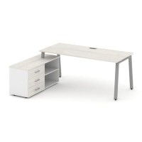 Style Project Direct SN-6A.SRG-025.M(L) (Дуб наварра/Белый/металл Серый) Стол письменный с греденцией левой