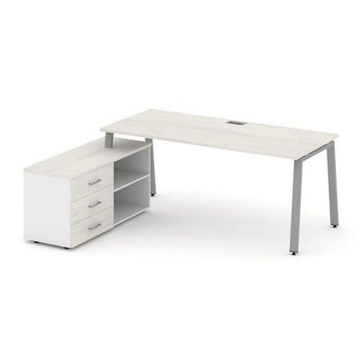 Style Project Direct SN-6A.SRG-025.M(L) (Дуб наварра/Белый/металл Серый) Стол письменный с греденцией левой