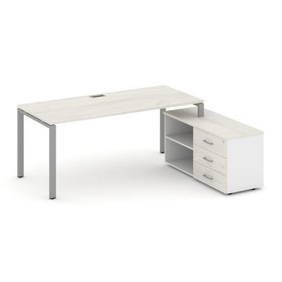 Style Project Direct SN-6P.SRG-014.M(R) (Дуб наварра/Белый/металл Серый) Стол письменный с греденцией правой