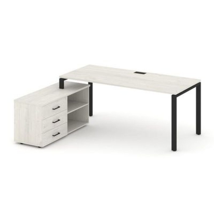 SN-6P.SRG-024.M(L) (Дуб наварра/металл Черный) Стол письменный с греденцией левой