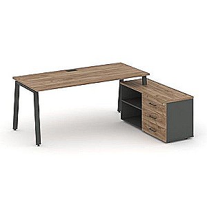 SN-6A.SRG-015.M(R) (Дуб табак/Антрацит/металл Антрацит) Стол письменный с греденцией правой