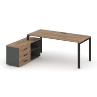 Style Project Direct SN-6P.SRG-014.M(L) (Дуб табак/Антрацит/металл Черный) Стол письменный с греденцией левой