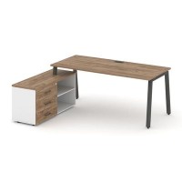 Style Project Direct SN-6A.SRG-023.M(L) (Дуб табак/Белый/металл Антрацит) Стол письменный с греденцией левой