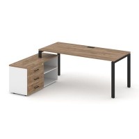 Style Project Direct SN-6P.SRG-015.M(L) (Дуб табак/Белый/металл Черный) Стол письменный с греденцией левой