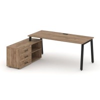 Style Project Direct SN-6A.SRG-013.M(L) (Дуб табак/металл Черный) Стол письменный с греденцией левой