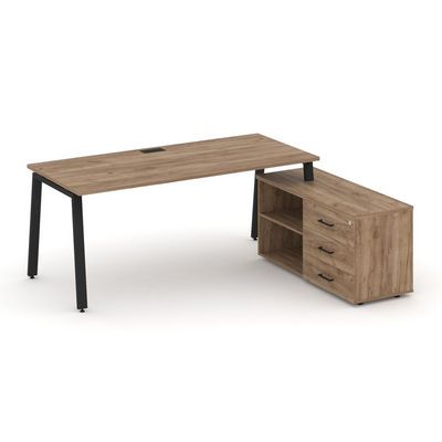 Style Project Direct SN-6A.SRG-025.M(R) (Дуб табак/металл Черный) Стол письменный с греденцией правой