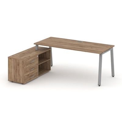 Style Project Direct SN-6A.SRG-026.M(L) (Дуб табак/металл Серый) Стол письменный с греденцией левой