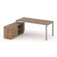 Style Project Direct SN-6P.SRG-025.M(L) (Дуб табак/металл Серый) Стол письменный с греденцией левой