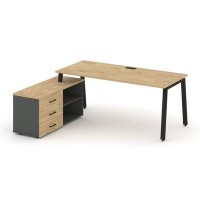 Style Project Direct SN-6A.SRG-013.M(L) (Тиквуд светлый/Антрацит/металл Черный) Стол письменный с греденцией левой