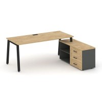 Style Project Direct SN-6A.SRG-023.M(R) (Тиквуд светлый/Антрацит/металл Черный) Стол письменный с греденцией правой