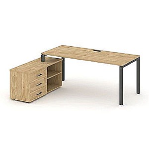 SN-6P.SRG-013.M(L) (Тиквуд светлый/металл Антрацит) Стол письменный с греденцией левой