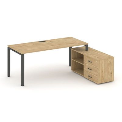 Style Project Direct SN-6P.SRG-015.M(R) (Тиквуд светлый/металл Антрацит) Стол письменный с греденцией правой