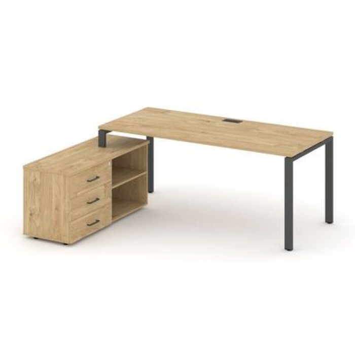 SN-6P.SRG-016.M(L) (Тиквуд светлый/металл Антрацит) Стол письменный с греденцией левой