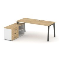 Style Project Direct SN-6A.SRG-014.M(L) (Тиквуд светлый/Белый/металл Антрацит) Стол письменный с греденцией левой