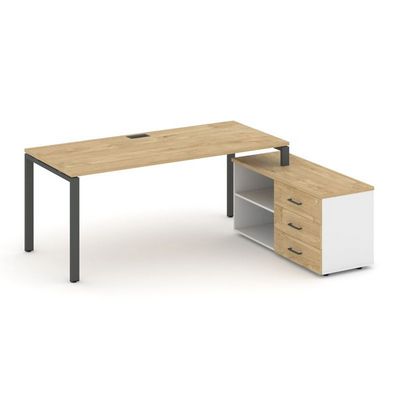 Style Project Direct SN-6P.SRG-013.M(R) (Тиквуд светлый/Белый/металл Антрацит) Стол письменный с греденцией правой