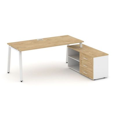 Style Project Direct SN-6A.SRG-013.M(R) (Тиквуд светлый/Белый/металл Белый) Стол письменный с греденцией правой