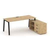 Style Project Direct SN-6A.SRG-025.M(R) (Тиквуд светлый/металл Черный) Стол письменный с греденцией правой